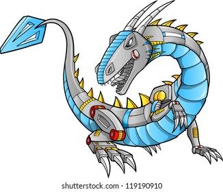 Robot Cyborg Dragon Vector Illustration art