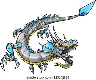 Robot Cyborg Dragon Vector Illustration art