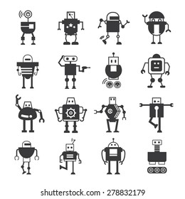 robot and cyborg icons, artificial intelligence concept with flat design style