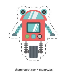 robot cyborg machine futuristic cutting line vector illustration eps 10