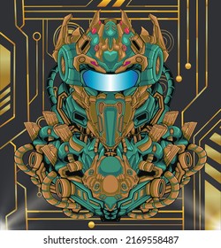 
Robot cyborg mecha illustration, perfect for design of t-shirts, stickers, merchandise, etc.