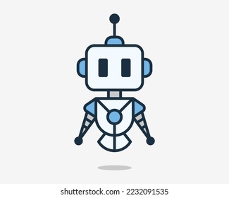 Robot Cyborg Robotic Cyber Humanoid Assistant Bot Futuristic Machine Flat Mascot Vector Logo Design