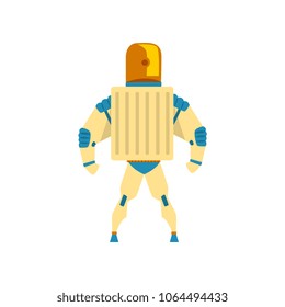 Robot, cyborg, superhero costume, back view vector Illustration on a white background