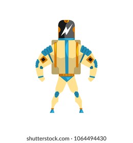 Robot, cyborg, superhero costume vector Illustration on a white background