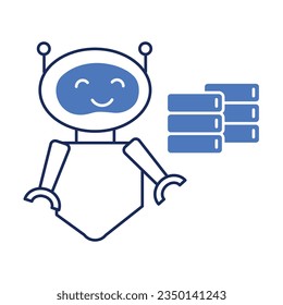 Robot with Database Icon: A Symbol of Intelligence and Efficiency.
