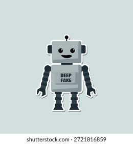 Etiqueta engomada del robot del falso aire gris profundo del robot en un fondo gris