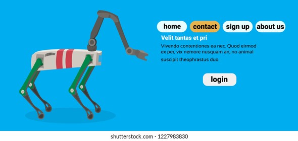 robot deer cartoon animal robotic mechanical character reindeer flat blue background copy space vector illustration