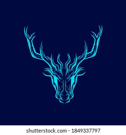Robot deer technology on christmas logo line art vector design 