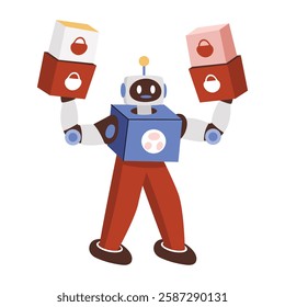 Robot delivery illustration in flat style 
