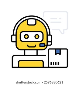 Robot Delivery vector filled outline icon. EPS 10 file