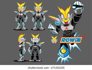 Robot design for character game. with grey color.