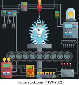 Robot design. industry concept. humanoid icon