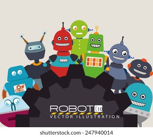 Robot design over beige background, vector illustration.