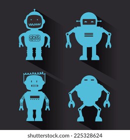 Robot design over black background, vector illustration