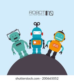 Robot design over blue background, vector illustration
