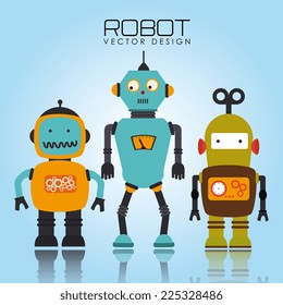 Robot design over blue background, vector illustration