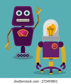 Robot design over blue background, vector illustration