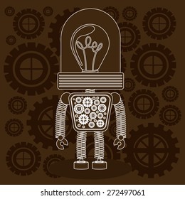 Robot design over brown background, vector illustration