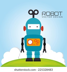 Robot design over landscape background, vector illustration