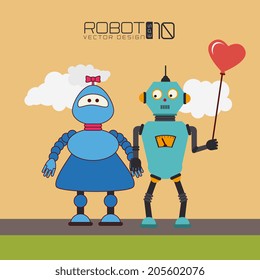 Robot design over orange background, vector illustration