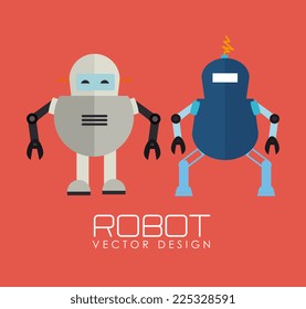 Robot design over red background, vector illustration