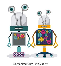 Robot design over white background, vector illustration