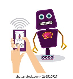 Robot design over white background, vector illustration