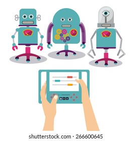 Robot design over white background, vector illustration