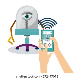 Robot design over white background, vector illustration