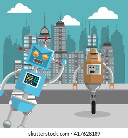 Robot design. Technology concept. Colorful illustration