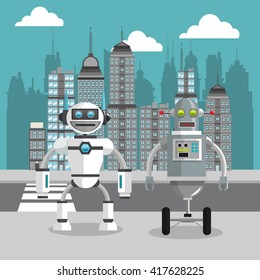 Robot design. Technology concept. Colorful illustration