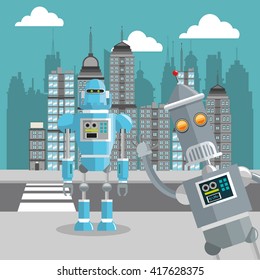 Robot design. Technology concept. Colorful illustration