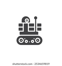 Robot diseñado para el ícono de Vector de propósito militar. cartel plano lleno para el concepto móvil y el Diseño web. Icono de glifo de robot militar. Símbolo, ilustración del logotipo. Gráficos de Vector