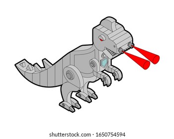 Robot Dinosaur Metal. Iron monster Prehistoric. Mechanical T-rex animal predator