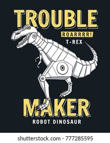 Robot dinosaur vector illustration for t-shirt print and other uses.