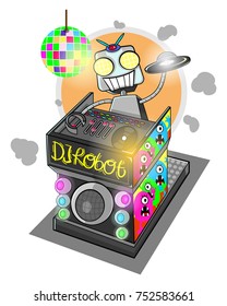 The Robot DJ performs cartoon vector