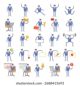 robô doutor personagens em diferentes poses set ilustração