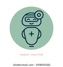 Robot Doctor Icon Inline Style. Vector Illustration. EPS 10.