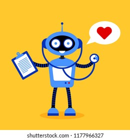 Robot Doctor with stethoscope. Vector illustration