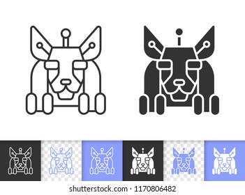 Robot Dog black linear silhouette icons. Thin line sign of german shepherd. Cyborg outline pictogram isolated on white, color, transparent background. Vector Icon shape Robot Dog simple symbol closeup