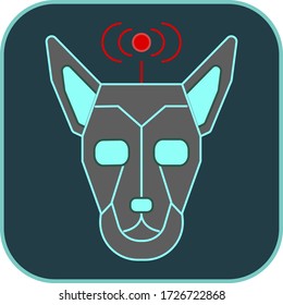 Icono de perro robot con fondo verde oscuro