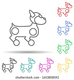 Roboter Hund Symbol mit mehrfarbigem Stil. Einfache dünne Linie, Vektorillustration der neuen Technologien für i und ux, Website oder mobile Anwendungen