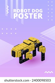 Robot dog poster for print and design. Vector illustration.