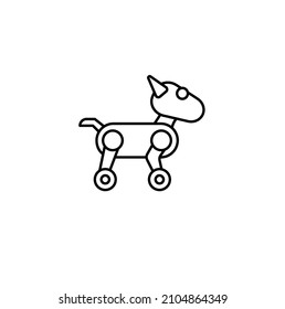 Ilustración del vector del icono de línea delgada simple del perro robot. Para Web y Mobile UI UX