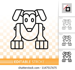 Robot Dog thin line icon. Outline web sign of spaniel. Dachshund linear pictogram with different stroke width. Simple vector symbol, transparent background. Robot Dog editable stroke icon without fill