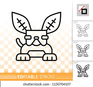 Robot Dog thin line icon. Outline web sign of pet. French Bulldog linear pictogram with different stroke width. Simple vector symbol transparent background. Robot Dog editable stroke icon without fill