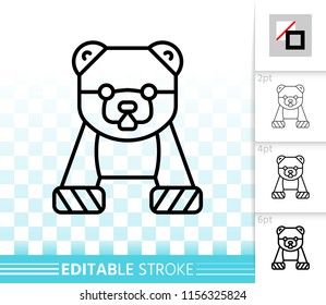 Robot dog thin line icon. Outline web sign of pomeranian spitz. Kids Toy linear pictogram with different stroke width. Simple vector transparent symbol. Robot Dog editable stroke icon without fill