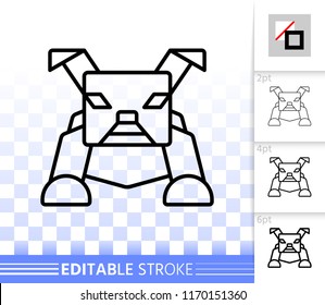 Robot Dog thin line icon. Outline web sign of bulldog. Pug linear pictogram with different stroke width. Simple vector symbol, transparent background. Robot Dog editable stroke icon without fill