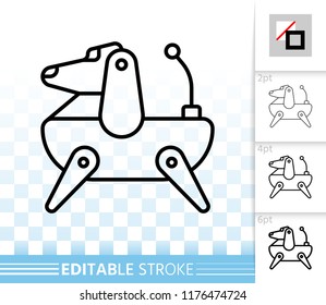 Robot Dog thin line icon. Outline web sign of dachshund. Spaniel linear pictogram with different stroke width. Simple vector symbol, transparent background. Robot Dog editable stroke icon without fill