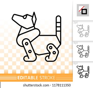 Robot Dog thin line icon. Outline web sign corgi. Jack Russell Terrier linear pictogram different stroke width. Simple vector symbol, transparent background Robot Dog editable stroke icon without fill